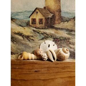 Sherry Masters Lighthouse print with real shells accents